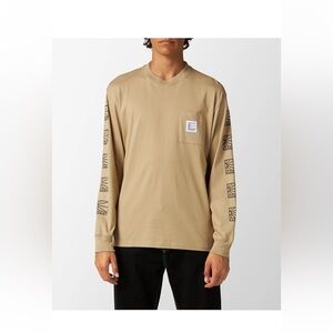 NWT Rassvet Logo Long Sleeve Cotton T-Shirt - Beige Men's size Small.